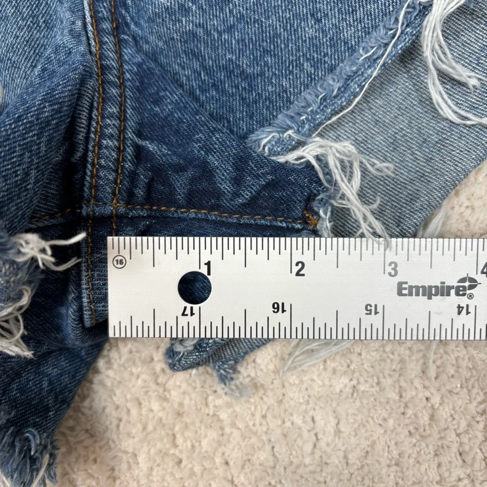 Abercrombie & Fitch Shorts 33‎ Blue The Mom Short High Rise Distressed Cutoff